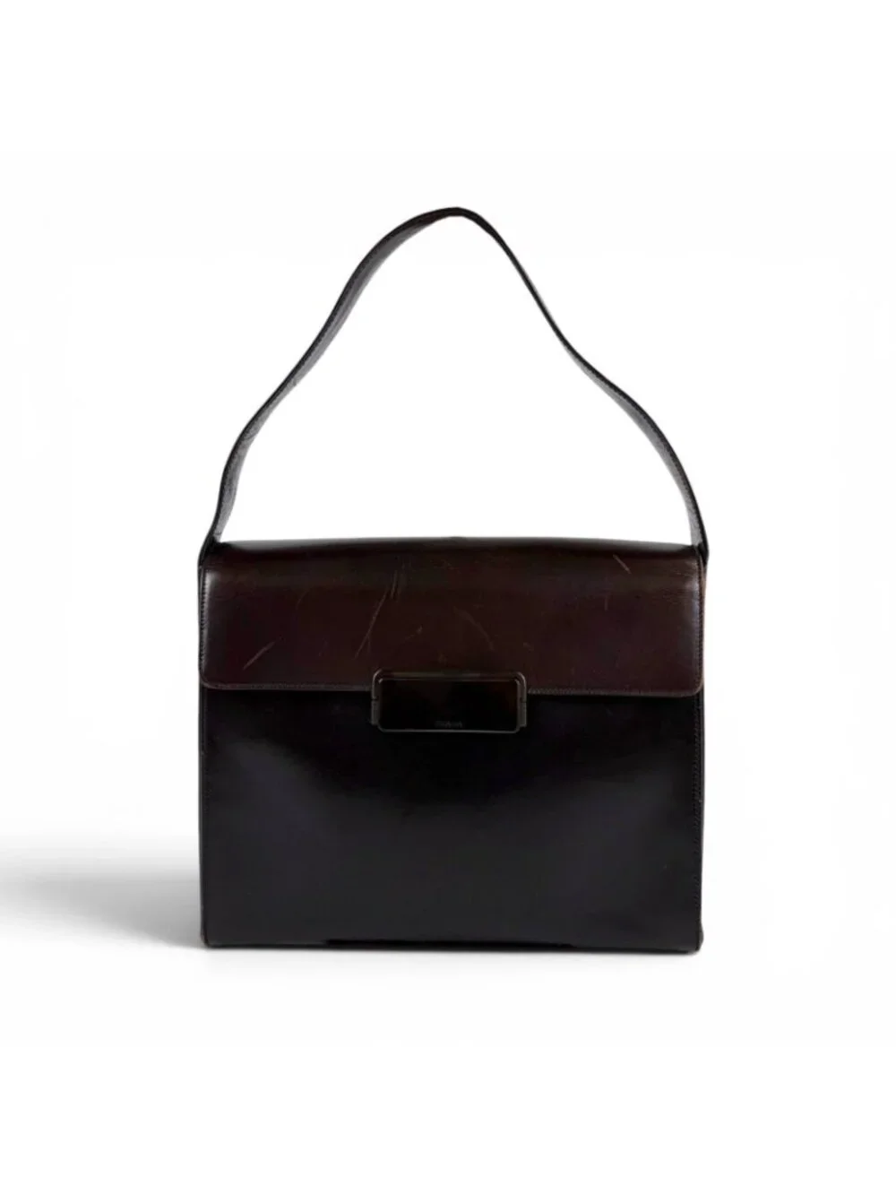 Prada Leather Shoulder Bag Hobo Soho Dark Brown Vintage